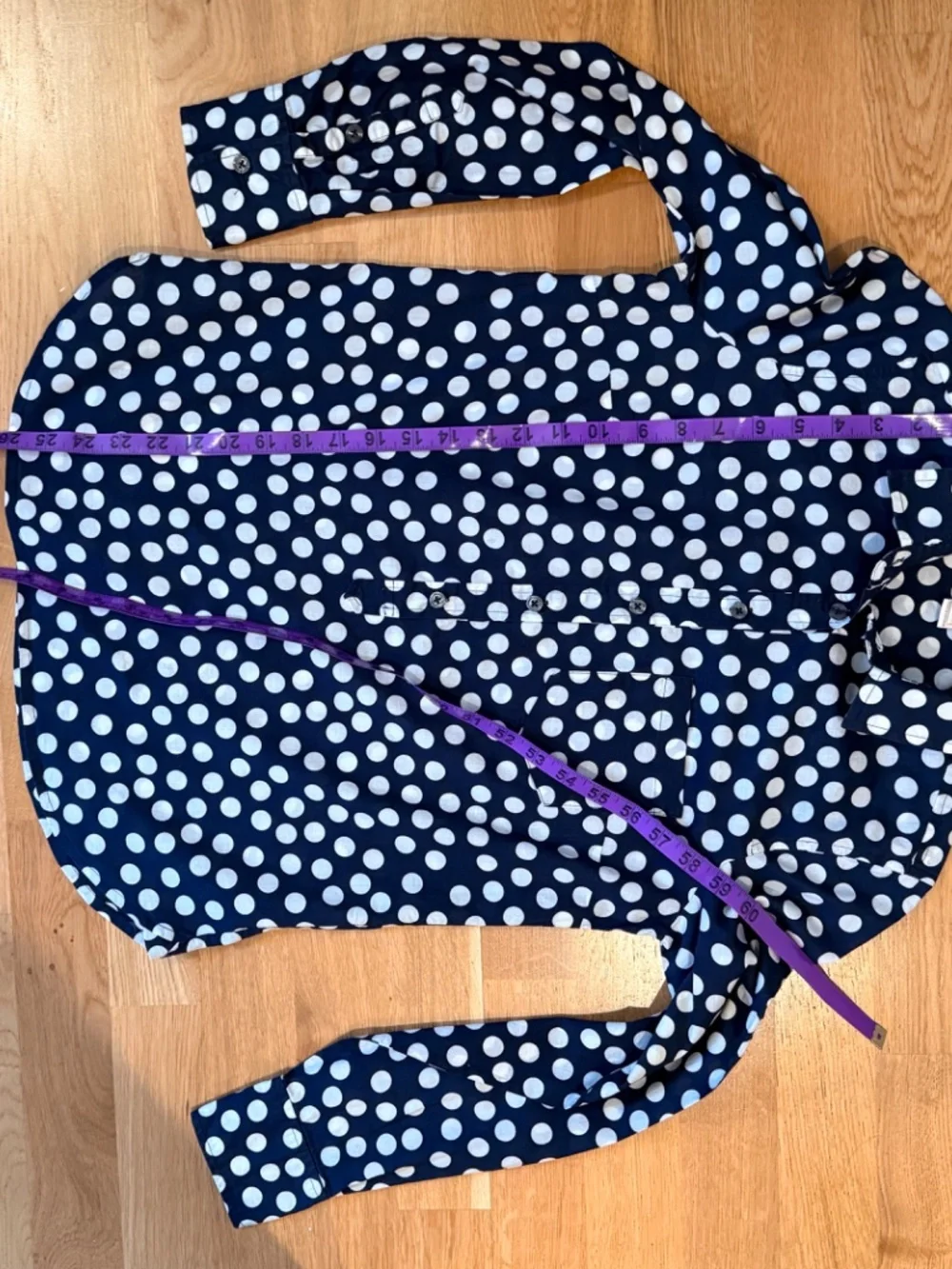 J.Crew Factory Popover Shirt Womens XS Navy White Polka Dot Cotton Long Sleeve